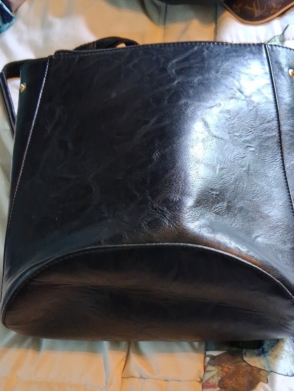 Sleek Black Faux Leather Women's Backpack Tote